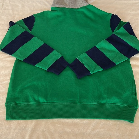 🎉Host Pick🎉Polo Ralph Lauren Green Polo Bear Hoodie w/ Navy Striped Sleeves XL - Picture 4 of 13